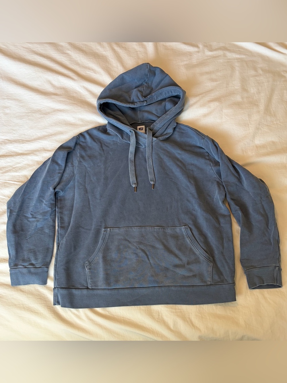 NSF hoodie blue unisex men’s women’s faded indigo blue hood pocket small